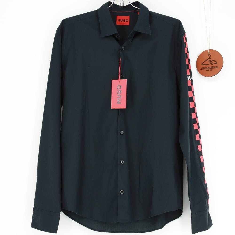 HUGO Ermo Classic Slim Fit Checkered Detail‎ Shirt